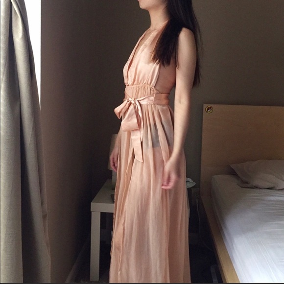 NWT Asos petal pink semi sheer halter maxi dress - Picture 4 of 6